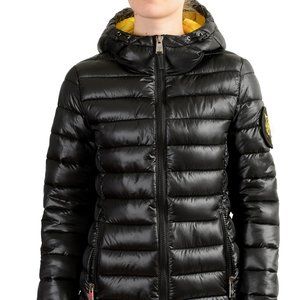 Plein Sport Women's Black Hooded Logo Print Zip Up Parka Jacket S M L XL 2XL